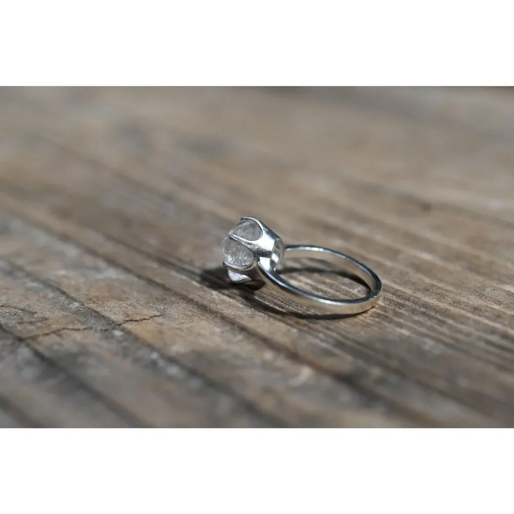 Pear shaped Lake county diamond engagement ring sterling silver 925 size 4